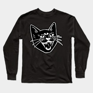 Hissing three eyed Black cat Long Sleeve T-Shirt